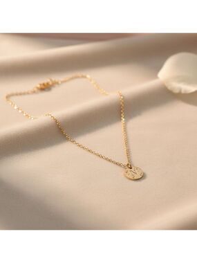 Gold Plated Initial N Engraved Disc Pendant Necklace NWOT